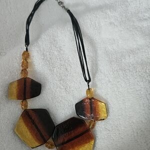 Elegant Vintage Amber and Black Necklace
